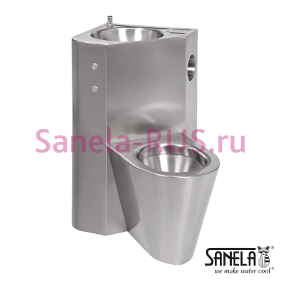 Угловой унитаз направо с умывальником и пьезо кнопками SLWN 08ZPP арт: 94087 Sanela Чехия (фото, схема)